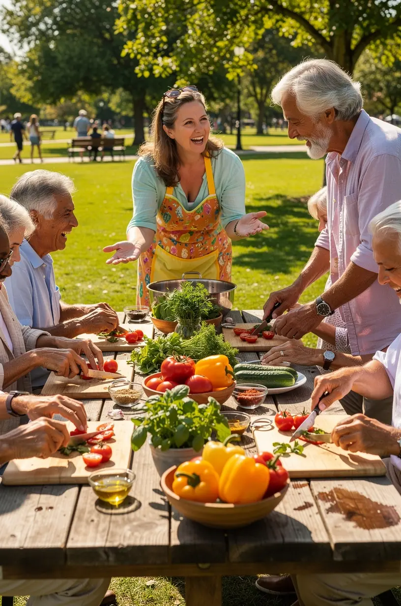 Retirees enjoying salsa dancing at social event